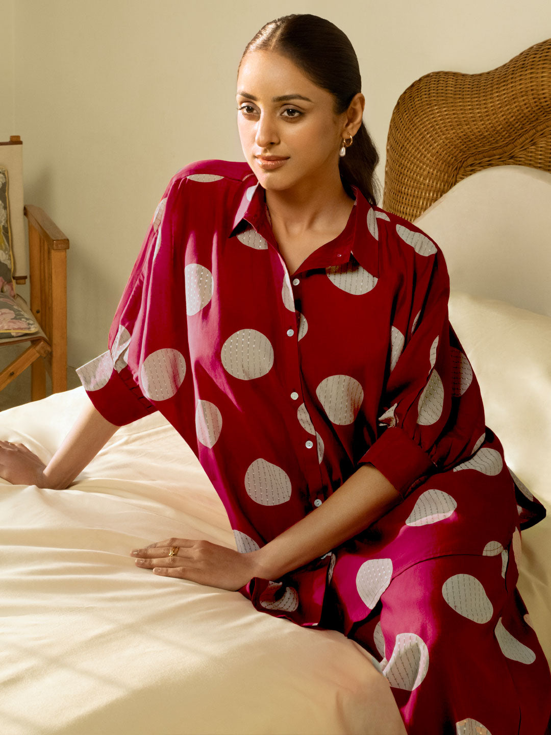 Red Printed Rayon Co-Ord Sets