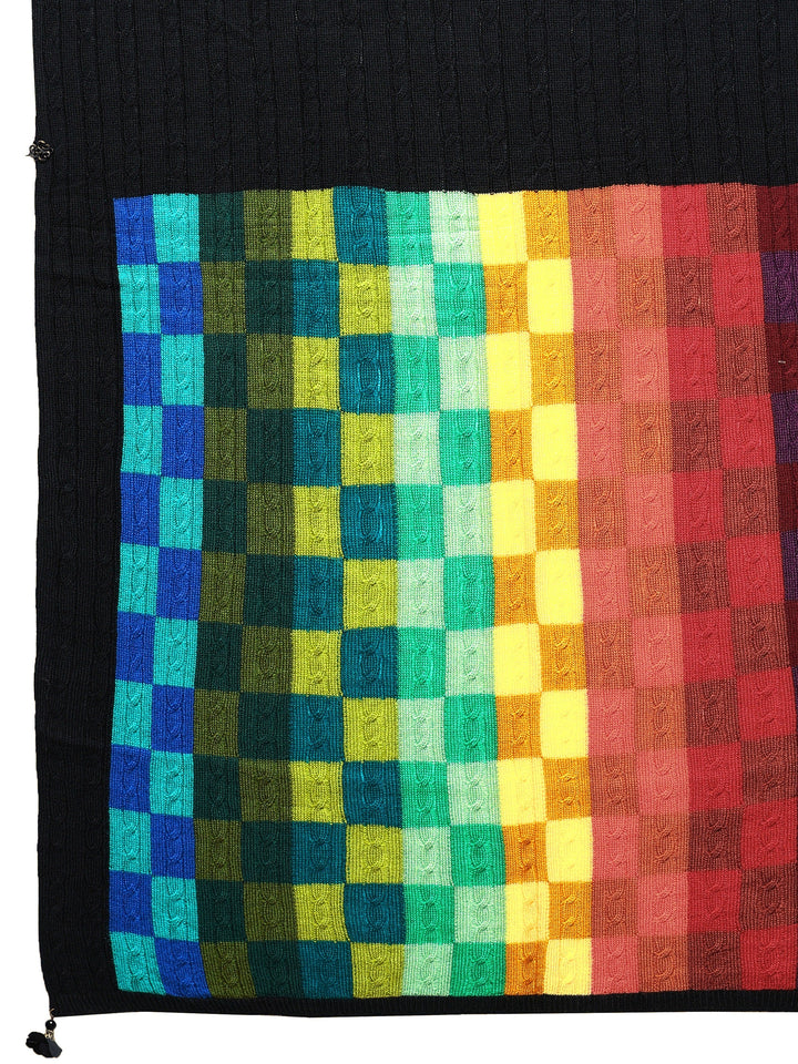 Multi Woven Design Wool Wrap Shawl 