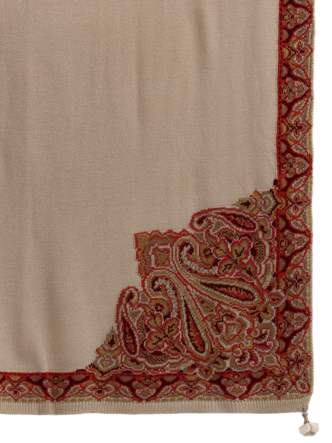Libas Beige Paisley Knitted Acrylic Wrap Shawl