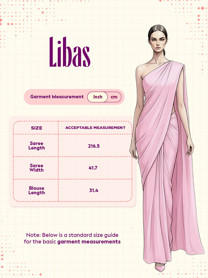 Libas Taupe Embellished Chiffon Saree With Unstitched Blouse Piece