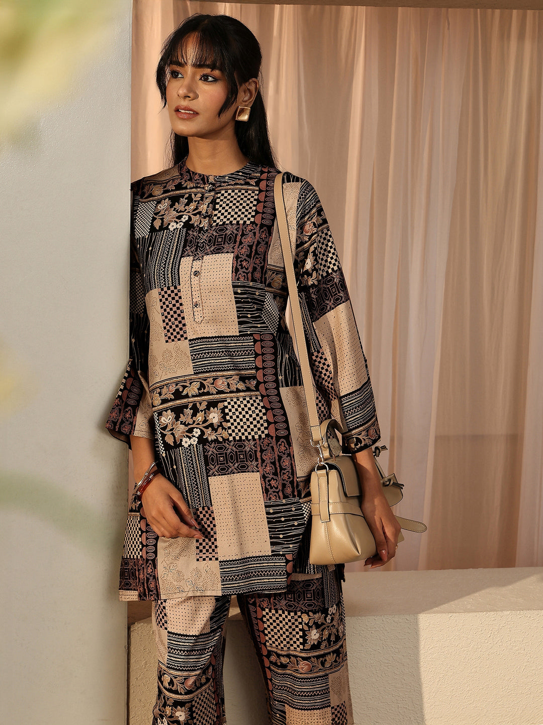 Beige Multi Printed Rayon Co-Ord Set