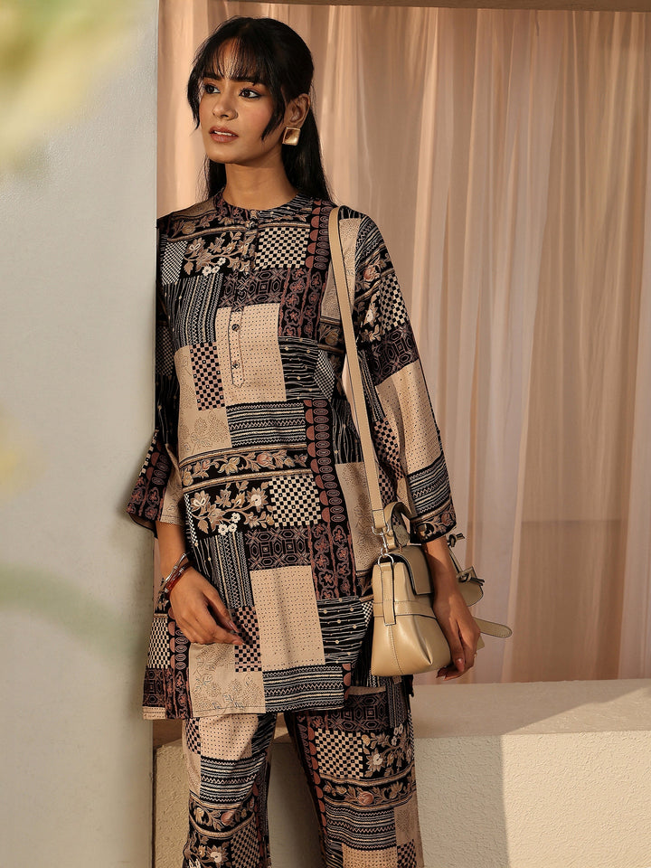 Beige Multi Printed Rayon Co-Ord Set