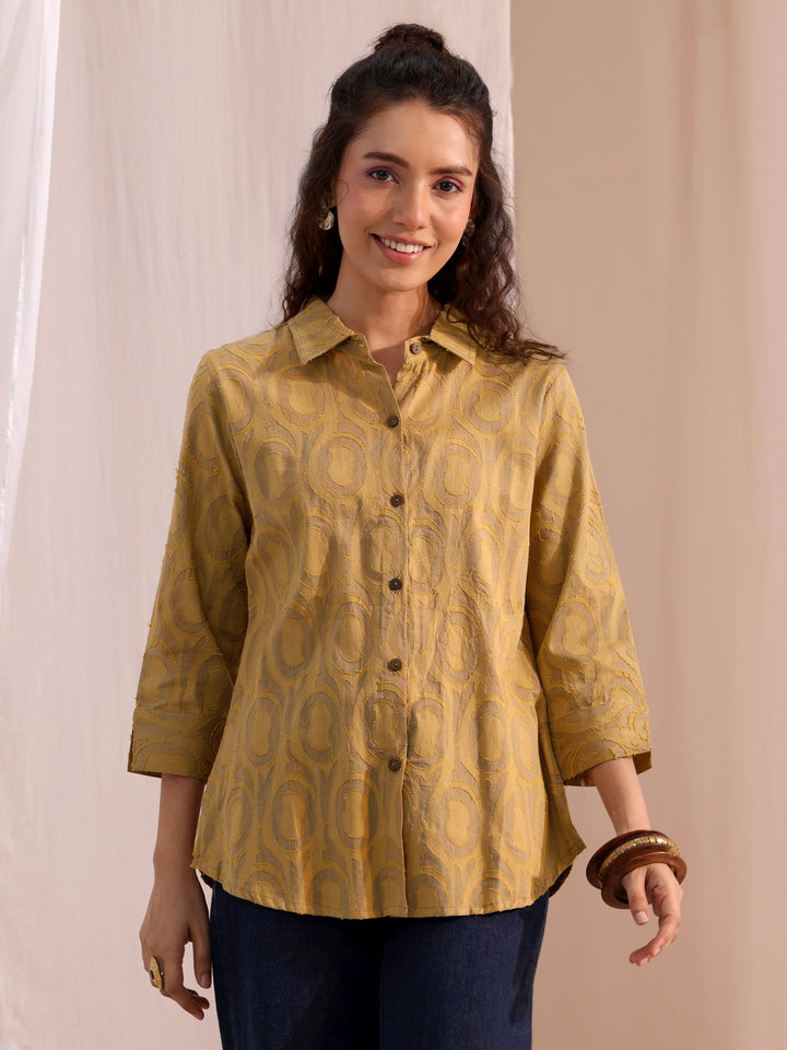 Libas Beige Textured Cotton Shirt