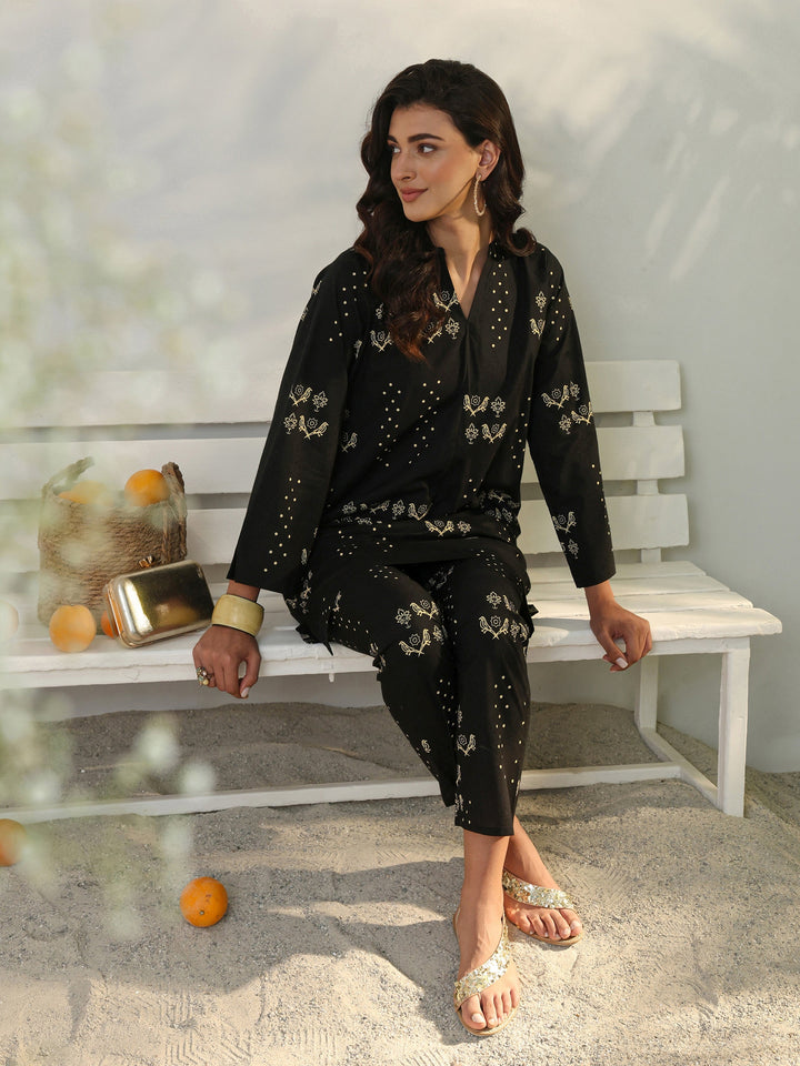 Black Printed Cotton Co-Ord Set