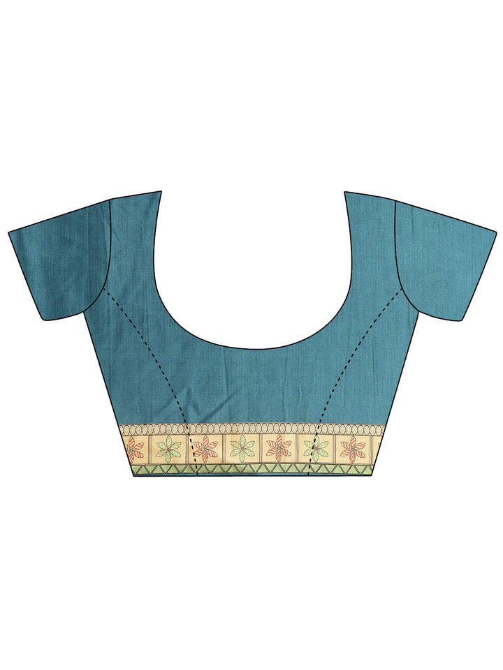 Gold Printed Silk Blend Sarees With Unstitched Blouse Piece