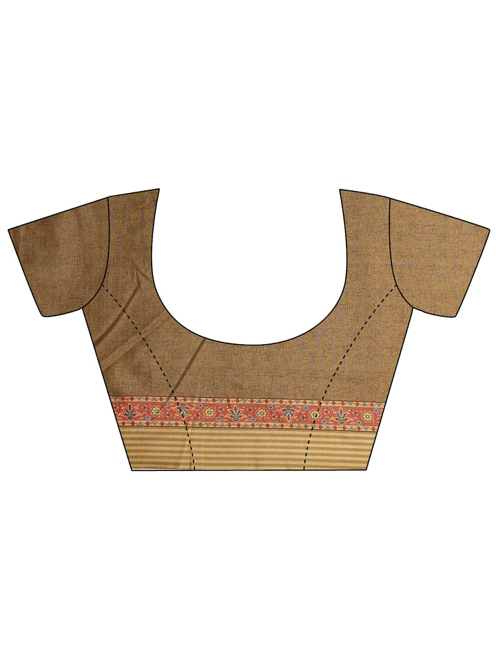 Green Printed Silk Blend Sarees With Unstitched Blouse Piece