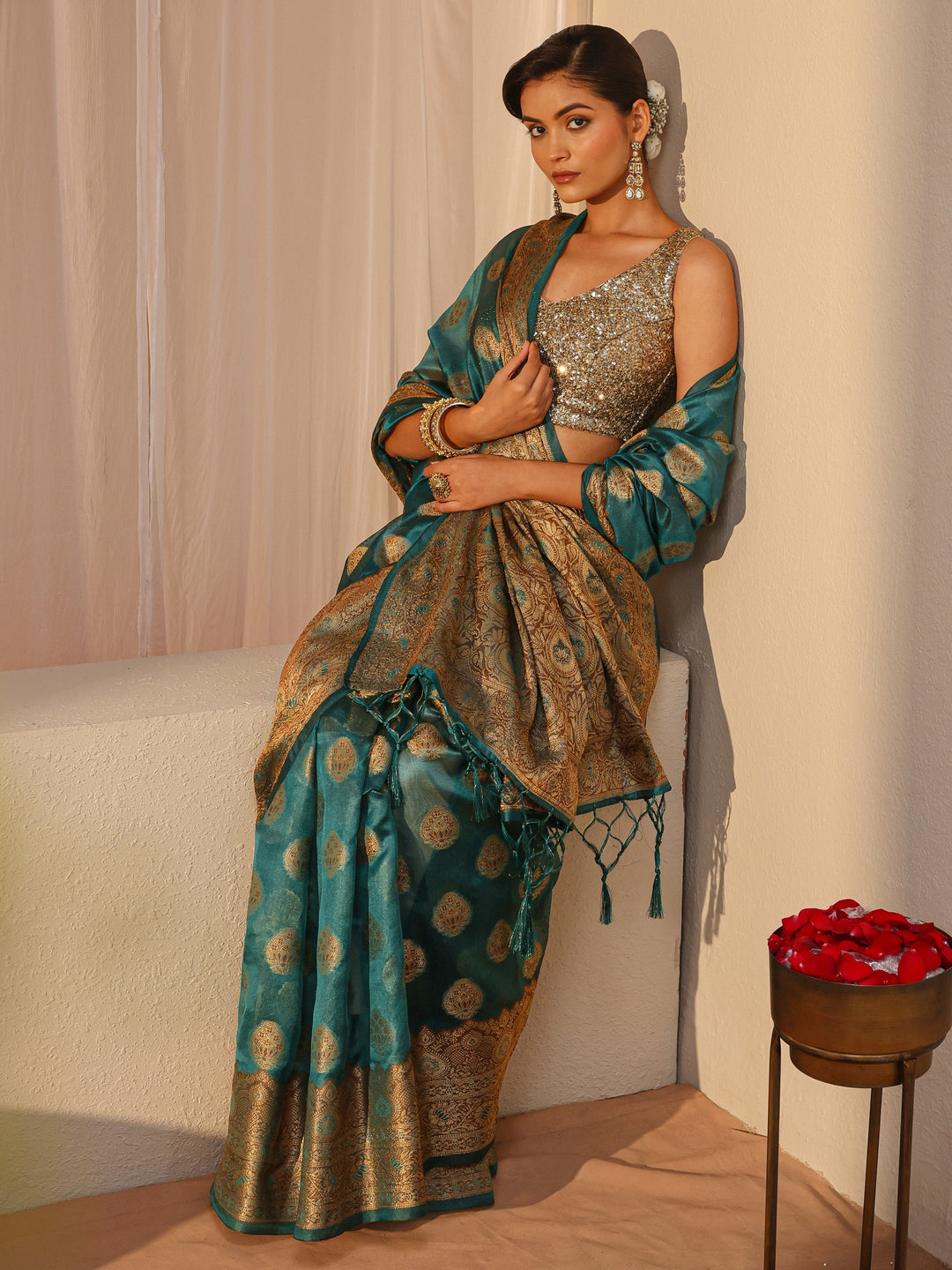 Blue Banarasi Silk Blend Saree