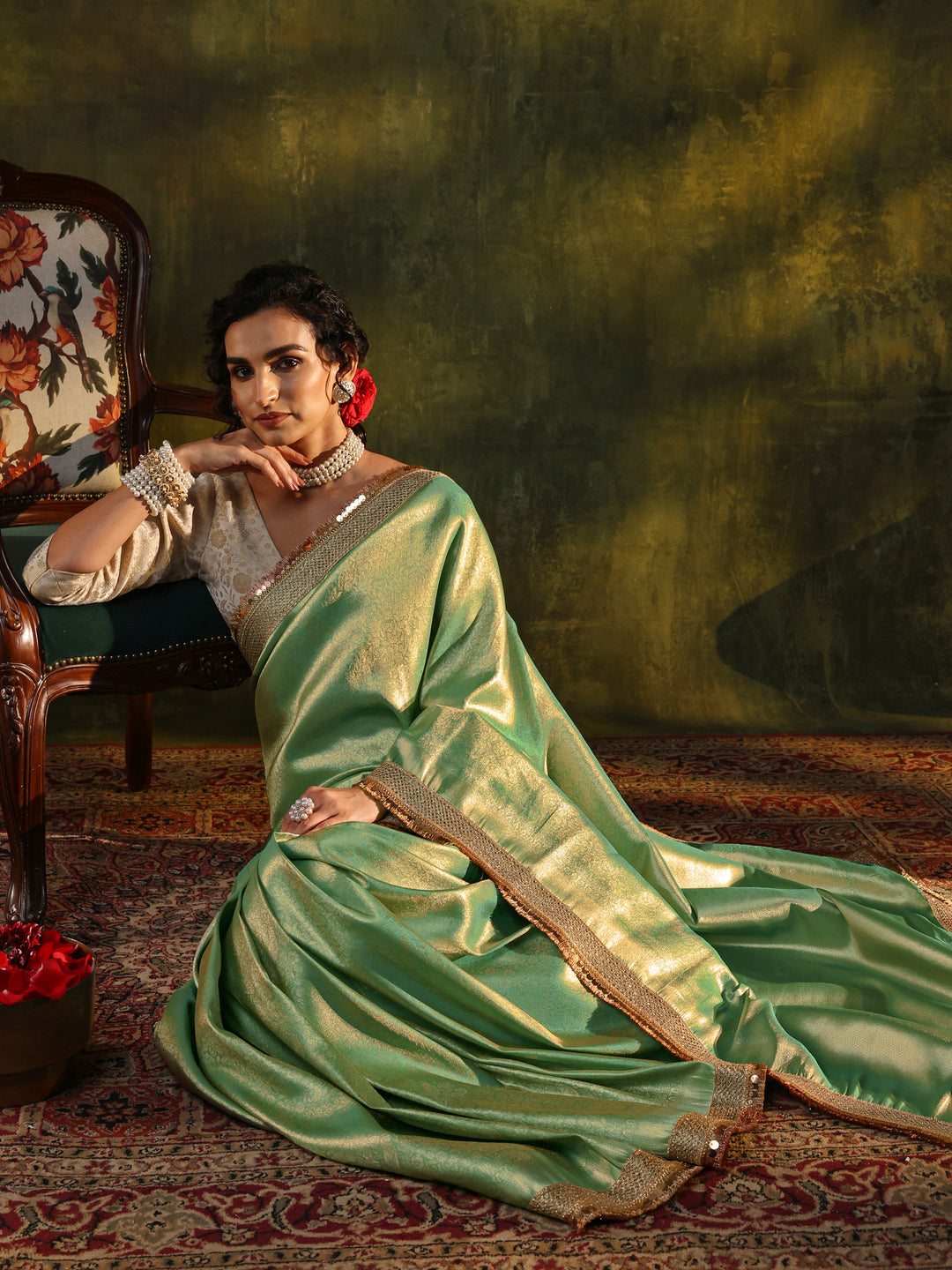 Blue Woven Design Silk Blend Saree With Unstitched Blouse Piece