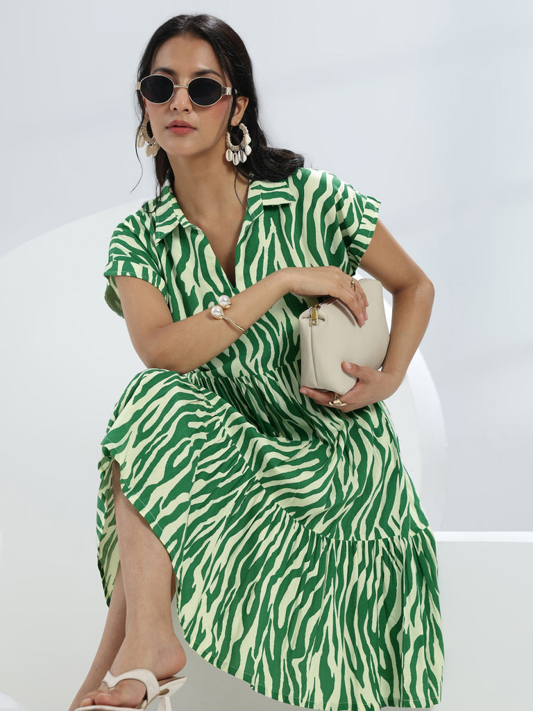 green abstract print dress Green Abstract Halter Maxi Dress | Boho Resort Wear