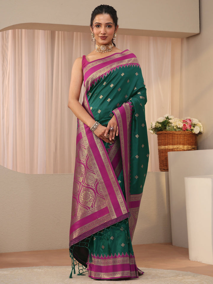 Green Kanjeevaram Silk Blend Saree
