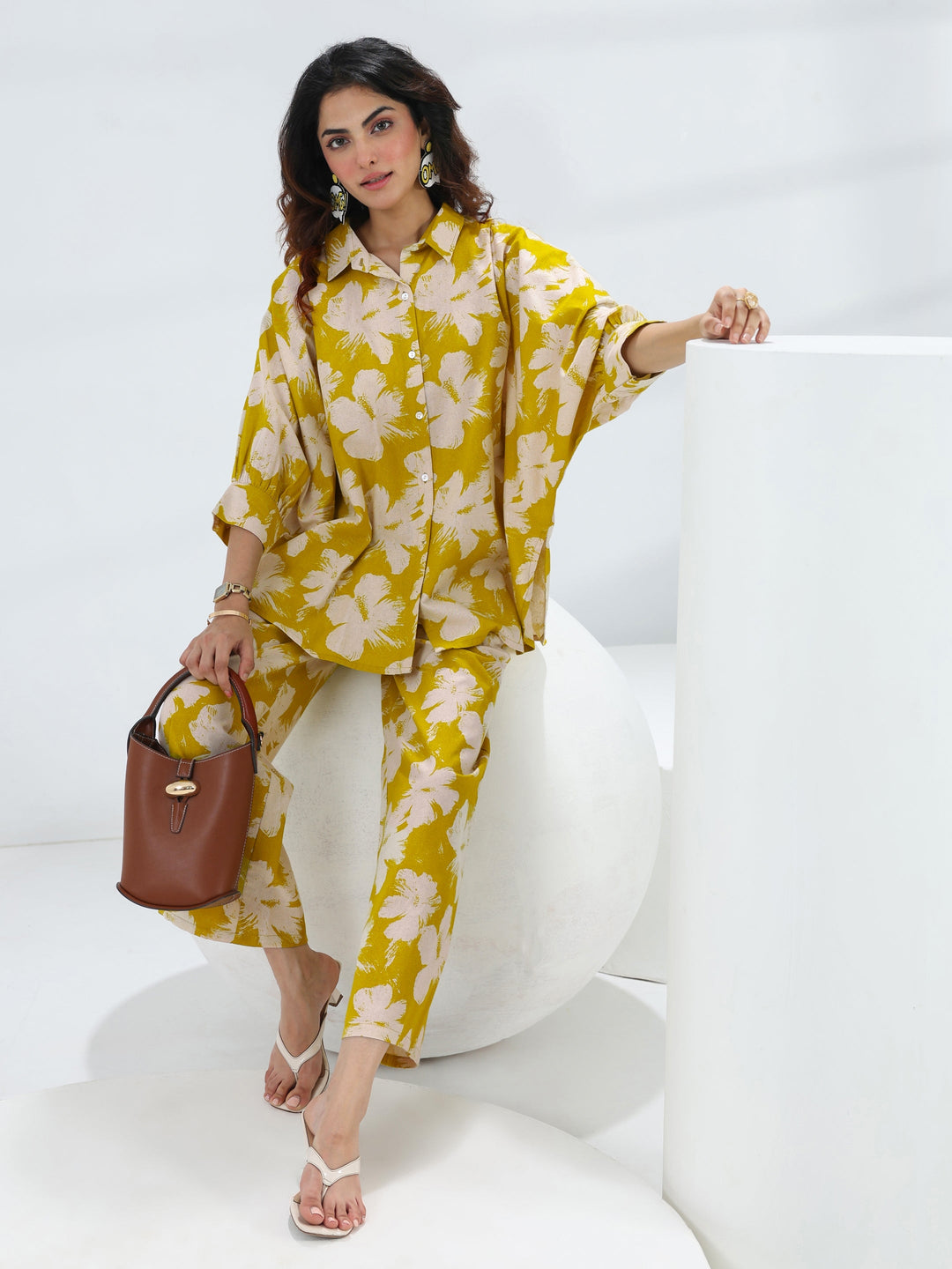 Green Floral Printed Cotton Co-Ord Set
