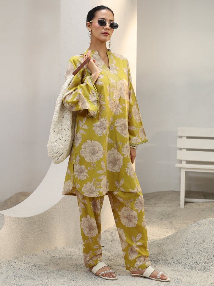 Green Floral Printed Cotton Co-Ord Set