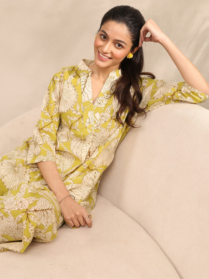Green Printed Cotton Night Suit