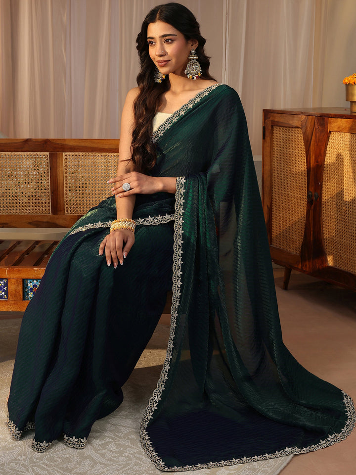 Green Printed Tissue Saree