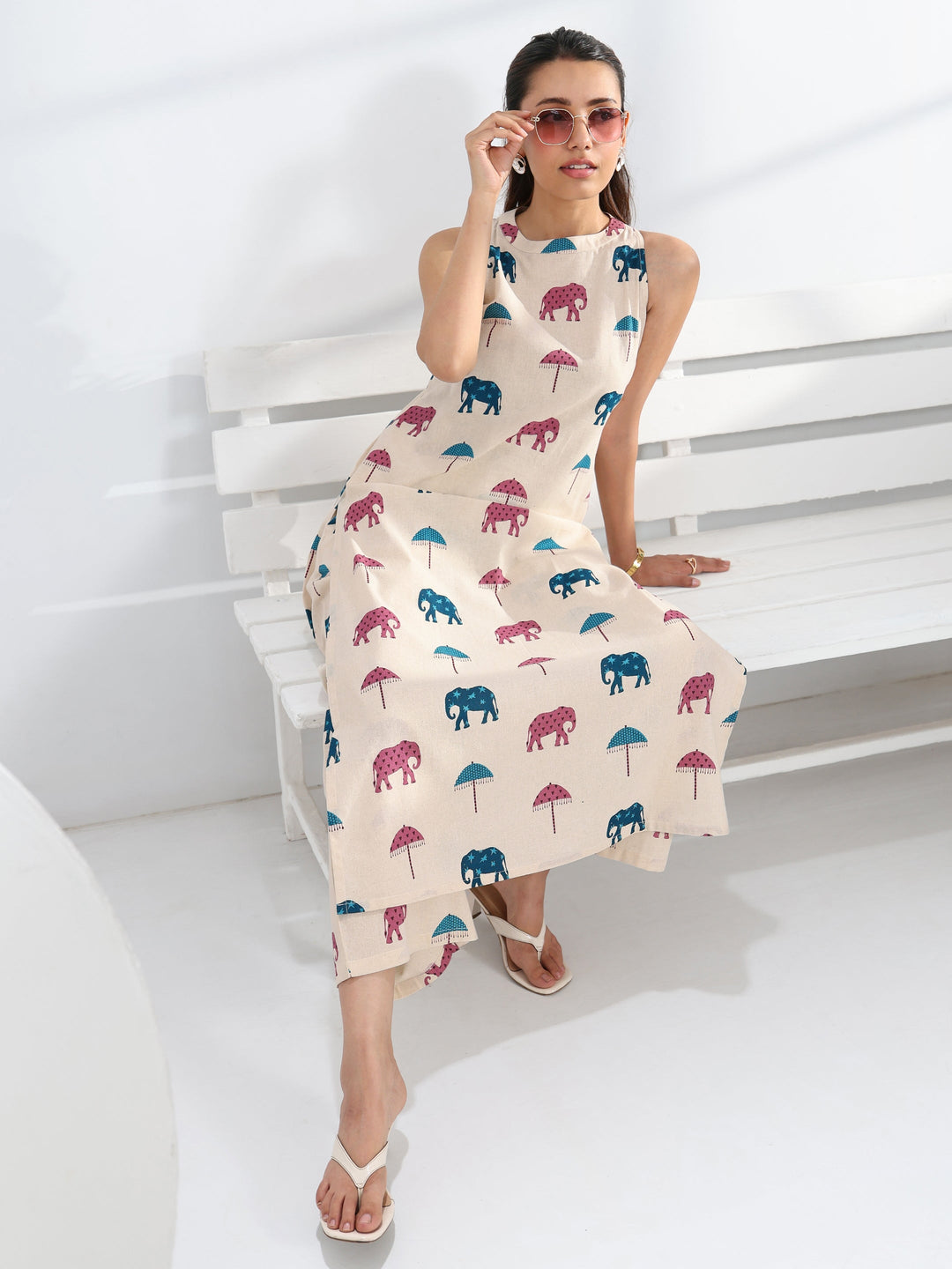Ivory Quirky Printed Cotton Straight Kurta Set