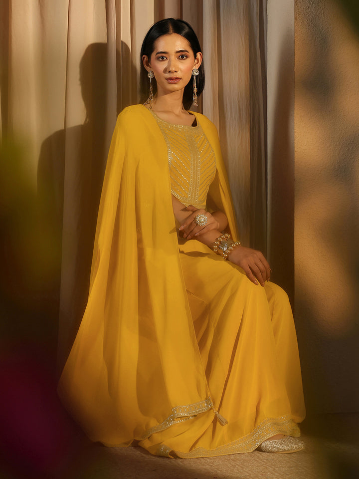 Libas Art Mustard Printed Cotton Blend Co-Ord Set