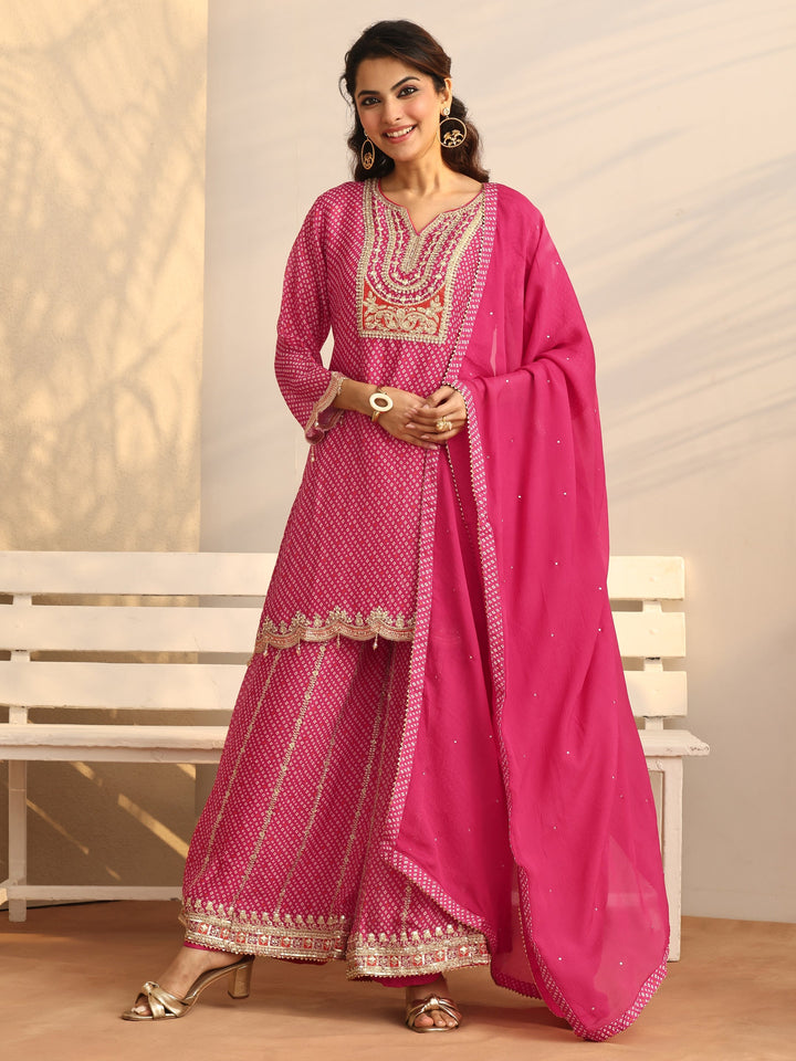 Libas Art Printed Chinon Straight Suit Set With Dupatta