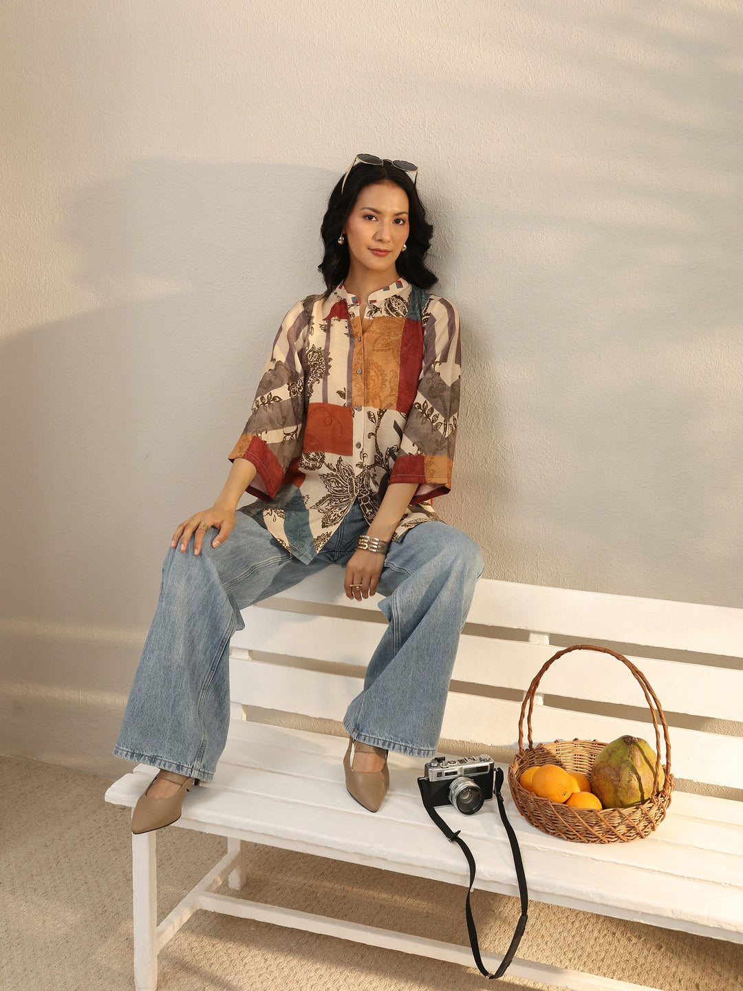 Multi Colour Floral Printed Linen Shirt