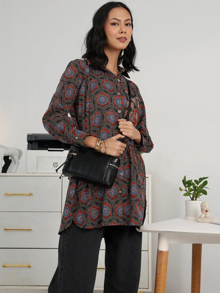 Multi Floral Printed Cotton Blend Shirt