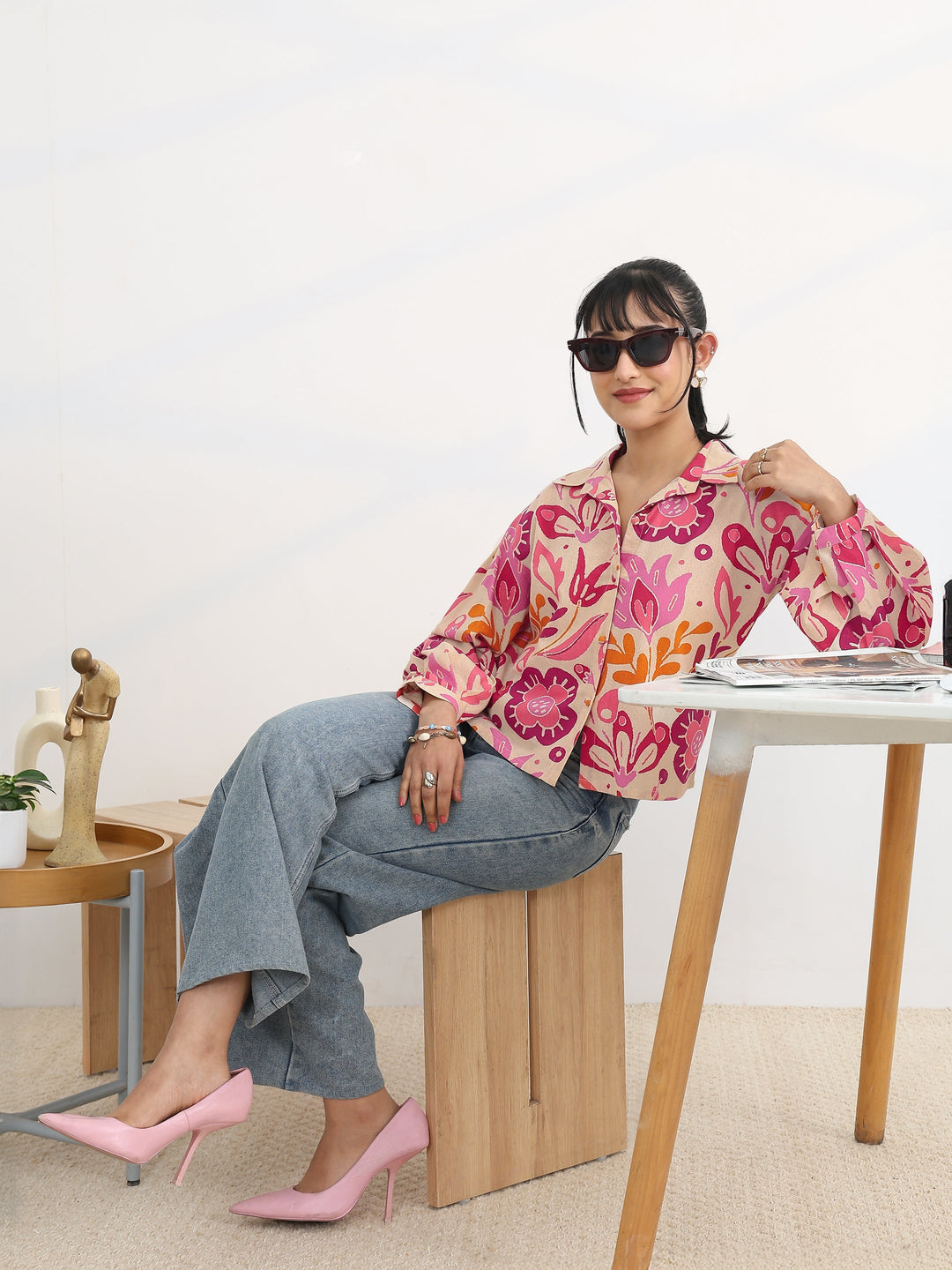 Multi Printed Cotton Straight Shirt