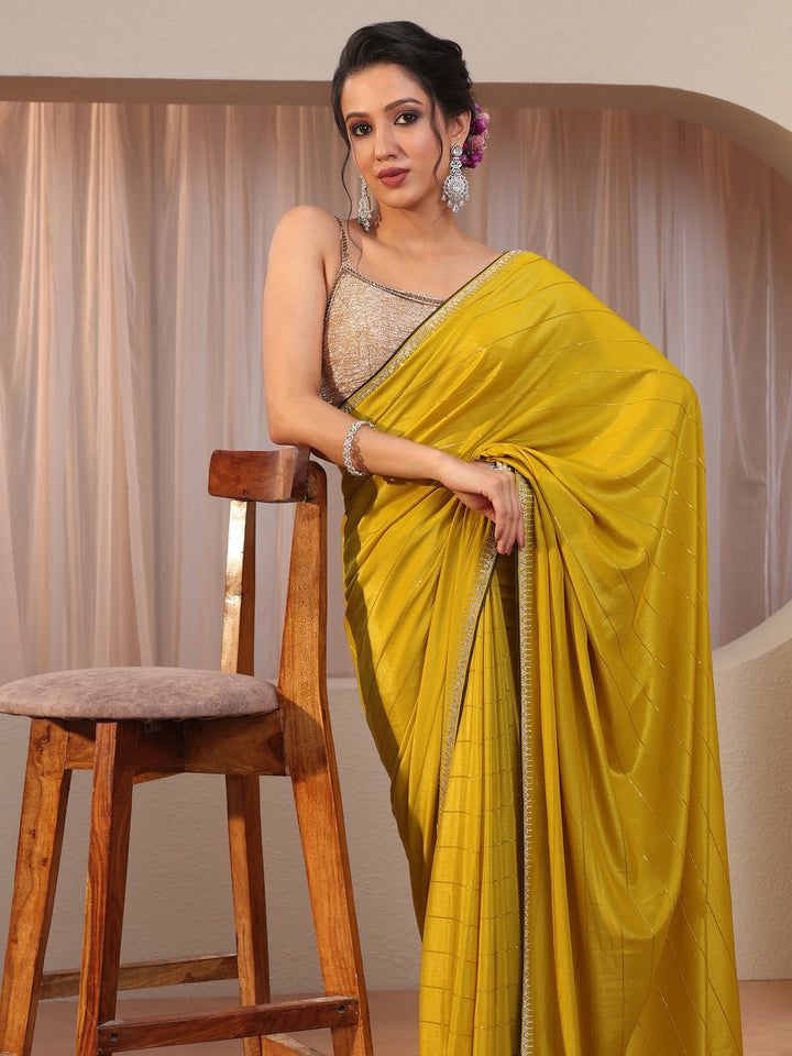 Mustard Silk Blend Saree
