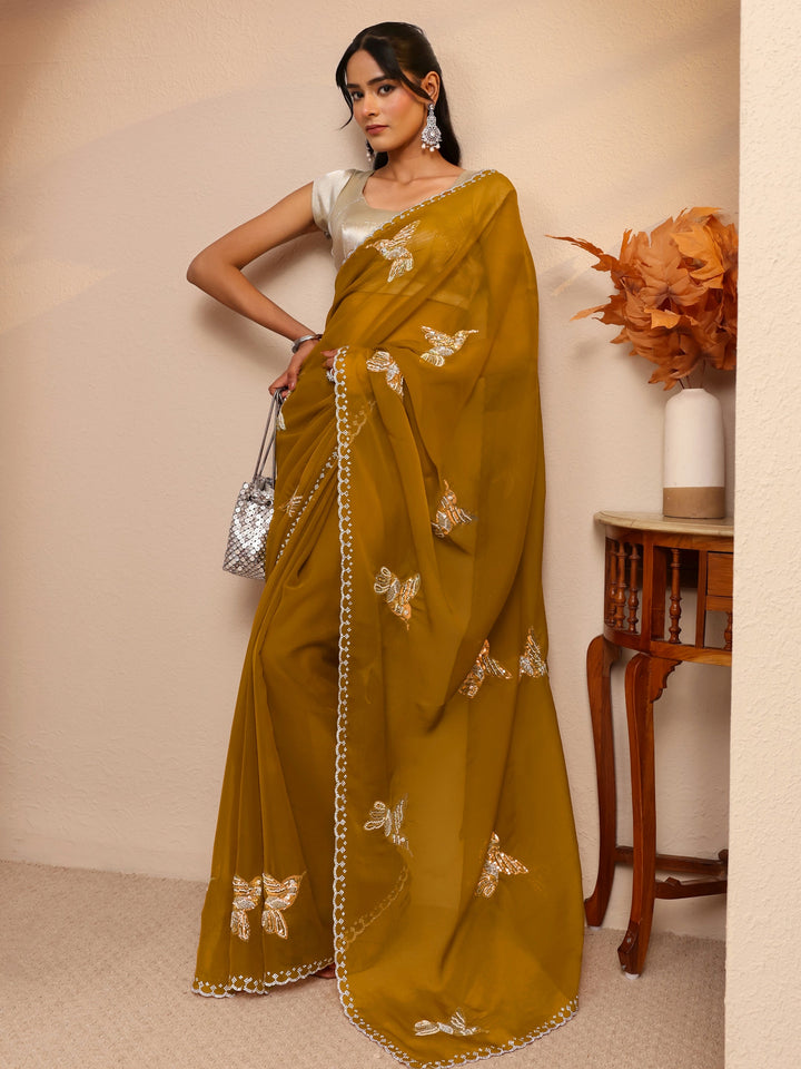 Libas Mustard Tissue Saree