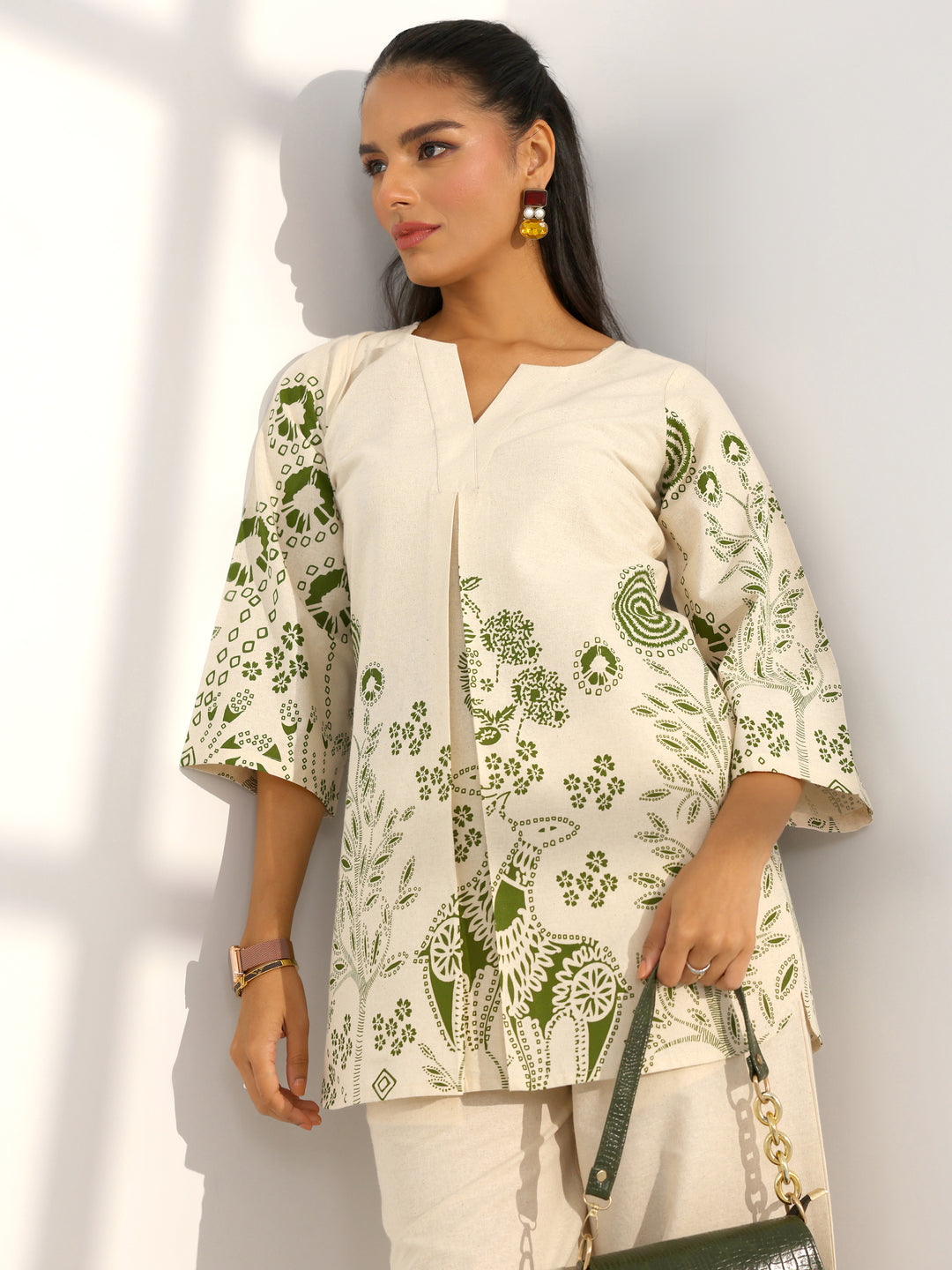 Off White Printed Cotton Co-Ord Sets