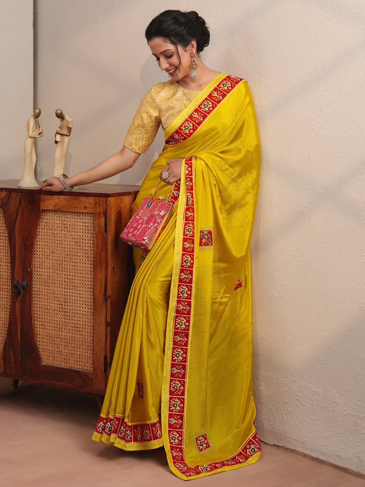 Patola Border Mustard Chiffon Saree