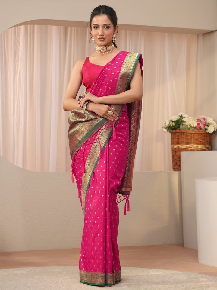 Libas Pink Kanjeevaram Silk Blend Saree