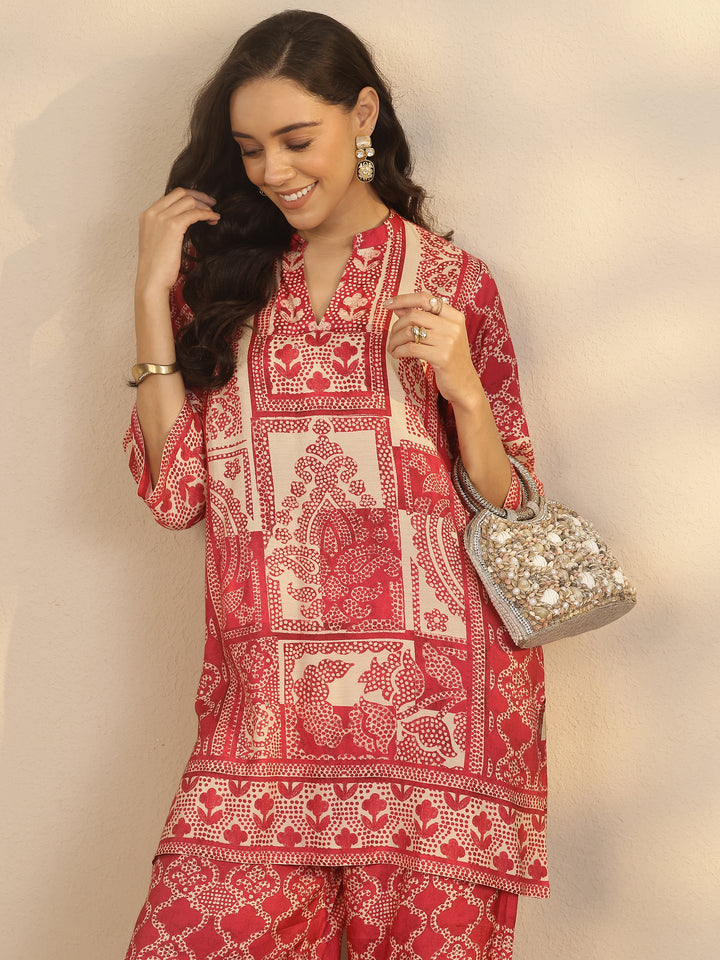 Pink Printed Muslin Co-Ord Sets