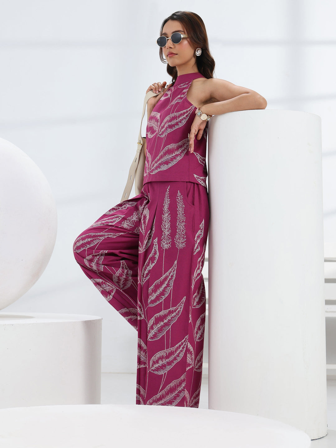 Pink Tropical Printed Cotton Co-Ord Set