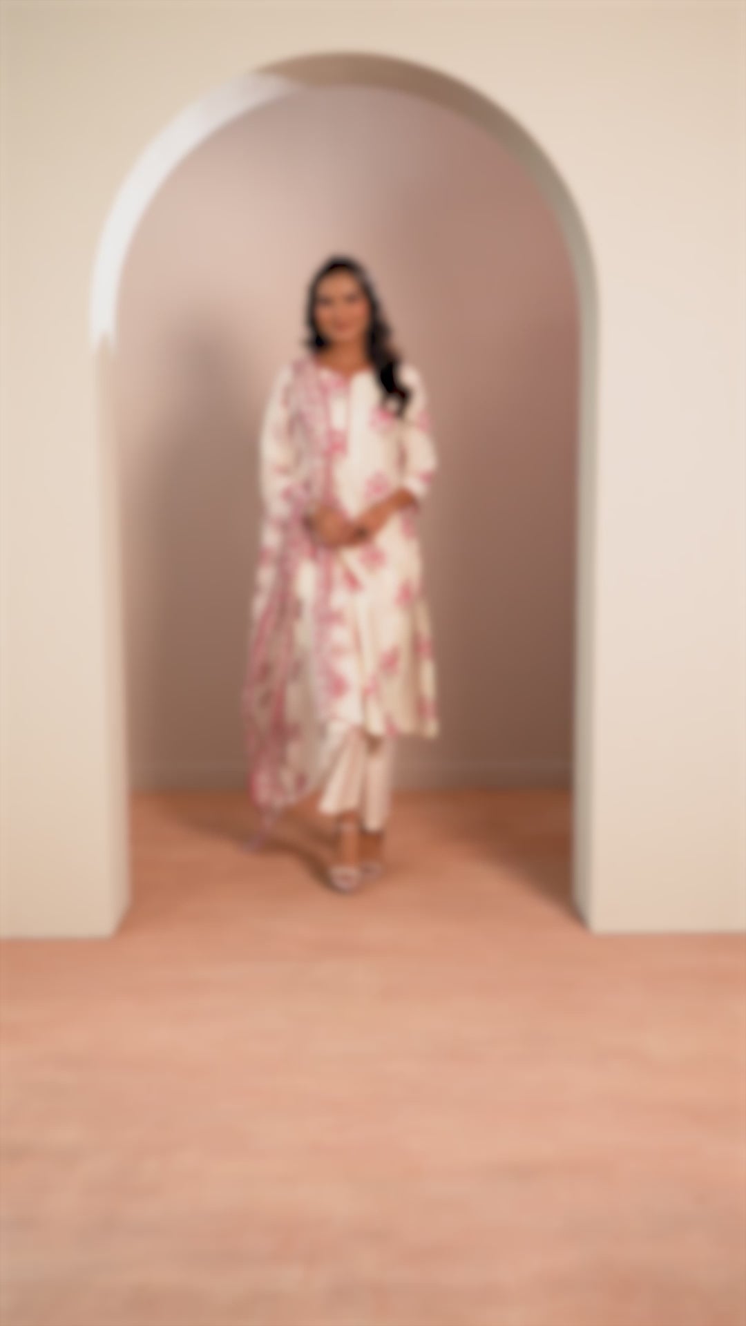 Off White Printed Chanderi Silk Straight Suit Set With Dupatta