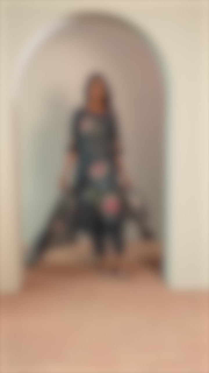 Grey Printed Silk Blend Straight Suit With Dupatta