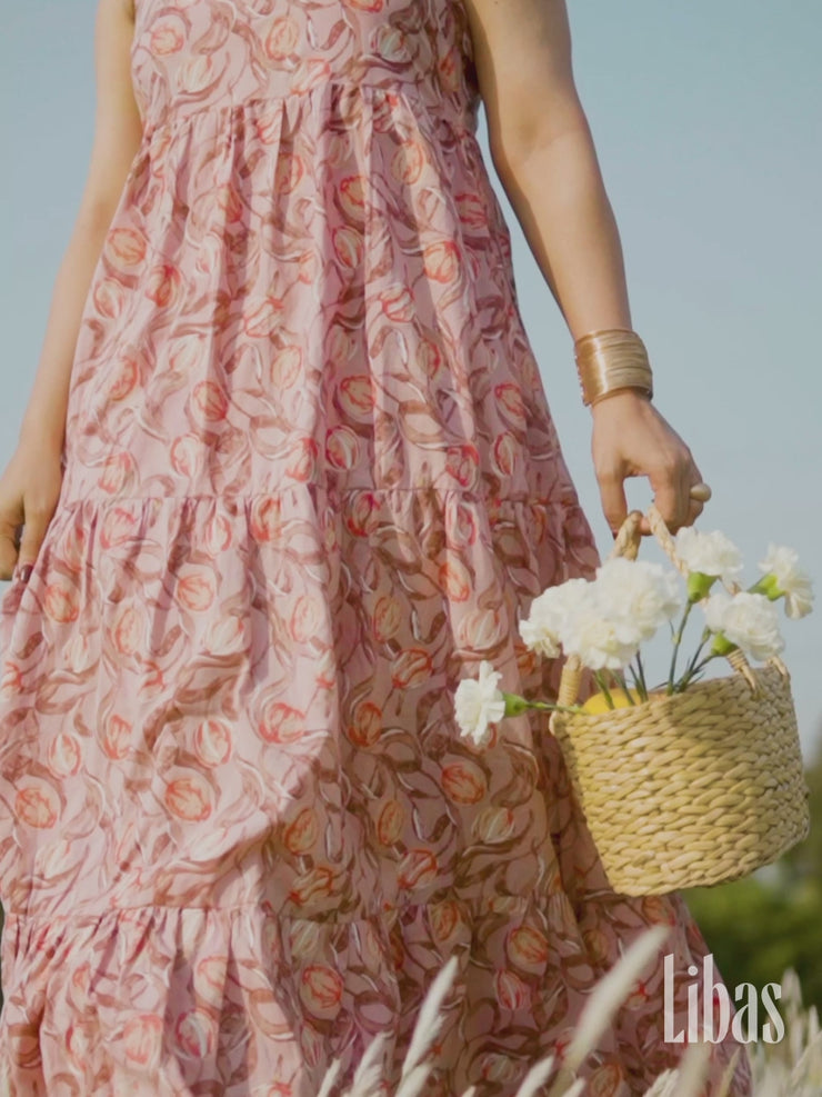 green emerald velvet dress Buy Bombay Paisley Peach Floral Cotton A-Line Dress from Westside main image 1