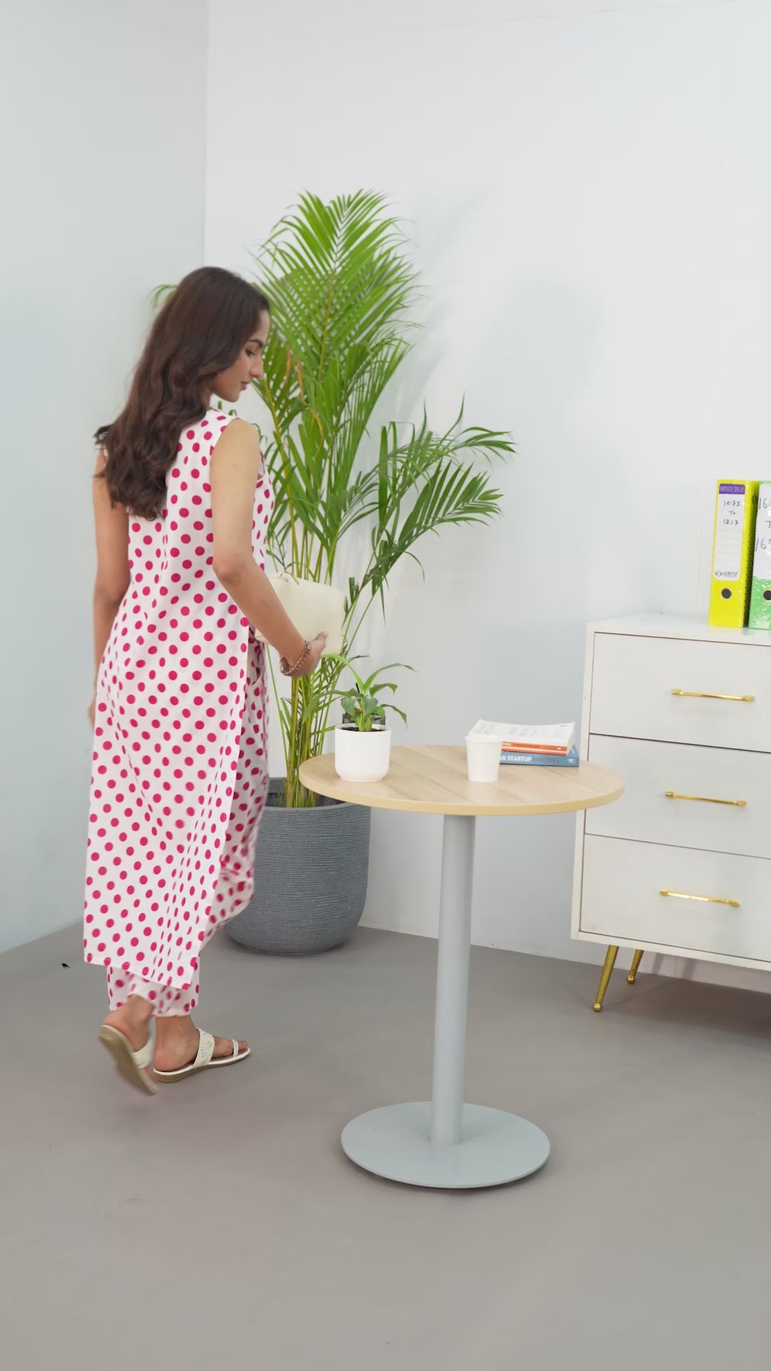 White Geometric Printed Cotton Blend Straight Kurta Set