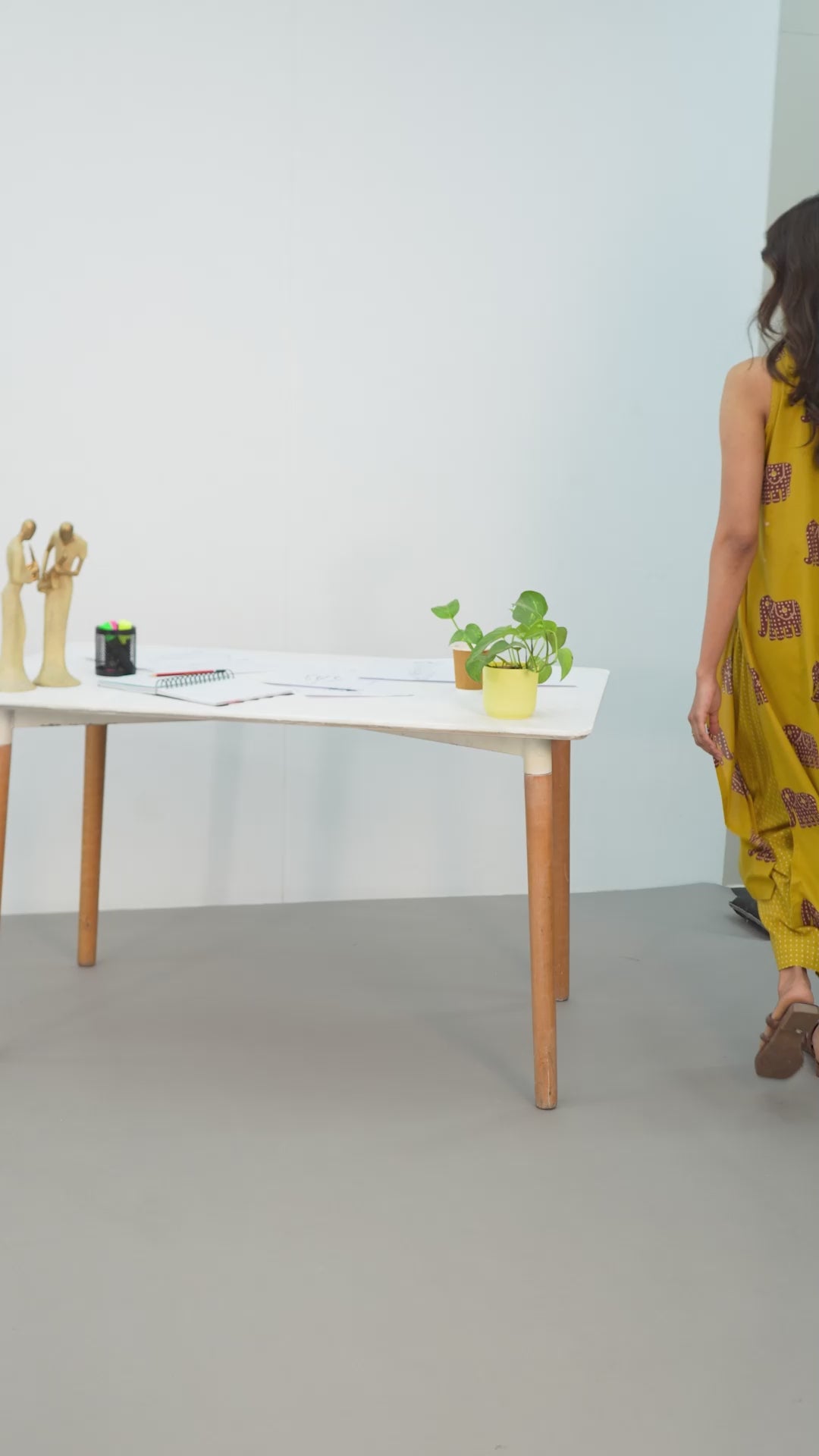 Mustard Tribal Printed Cotton Blend Straight Kurta Set