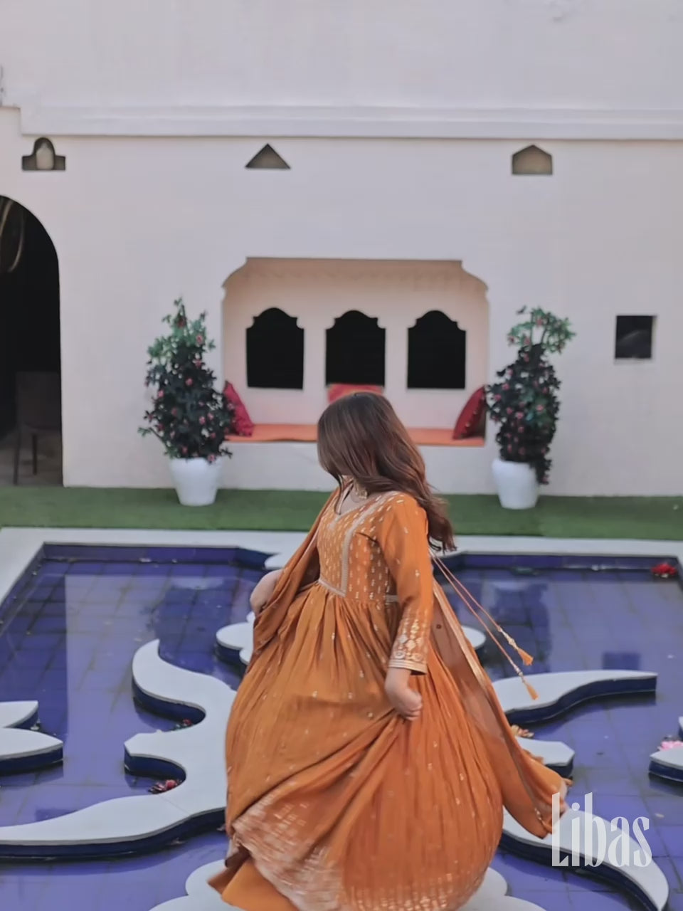 Mohini Libas Art Mustard Embroidered Chinon Anarkali Suit Set With Dupatta