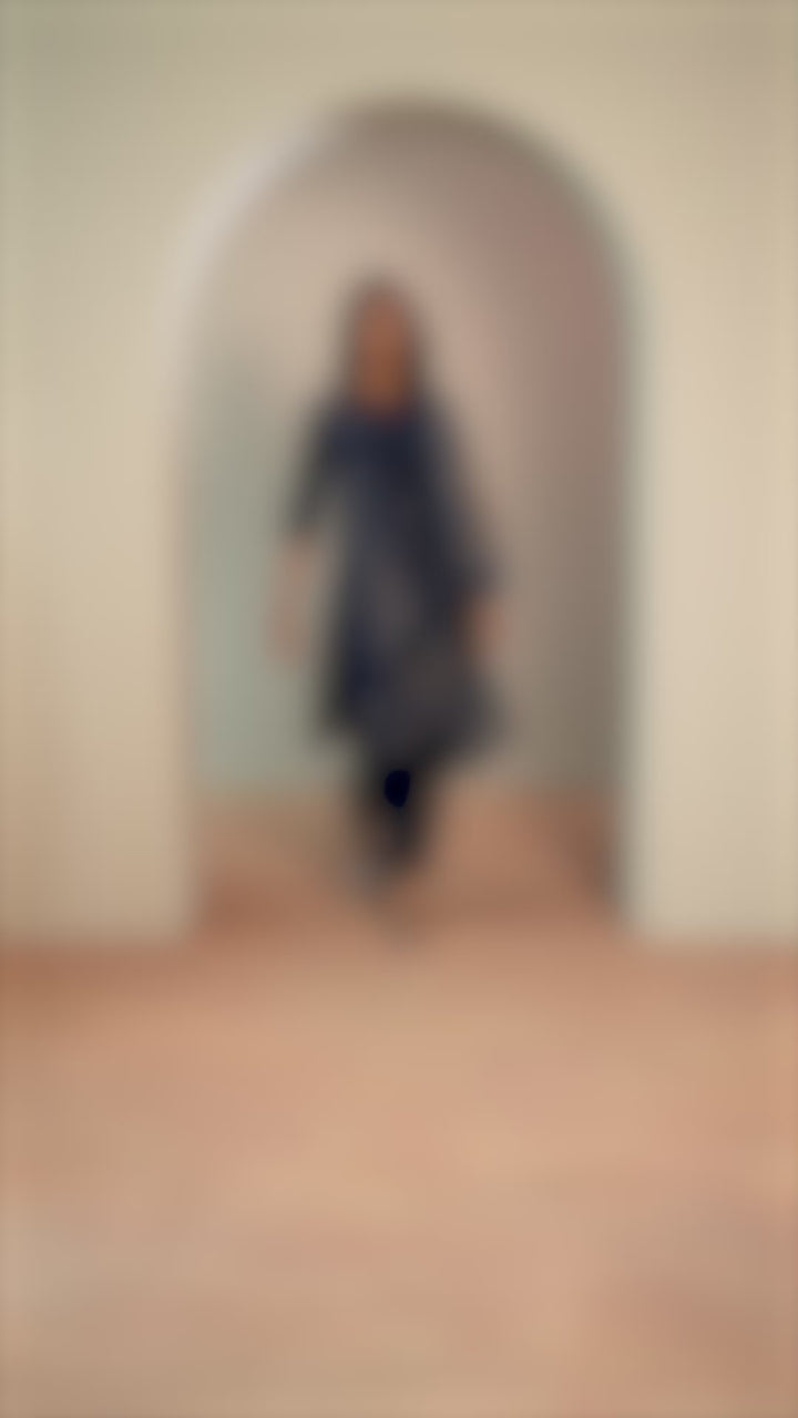 Blue Printed Silk Blend Straight Suit With Dupatta