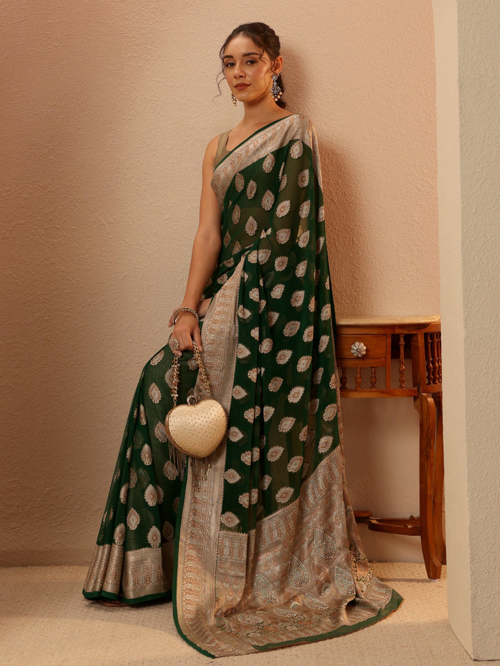 Libas Sacramento Green Woven Design Chiffon Saree