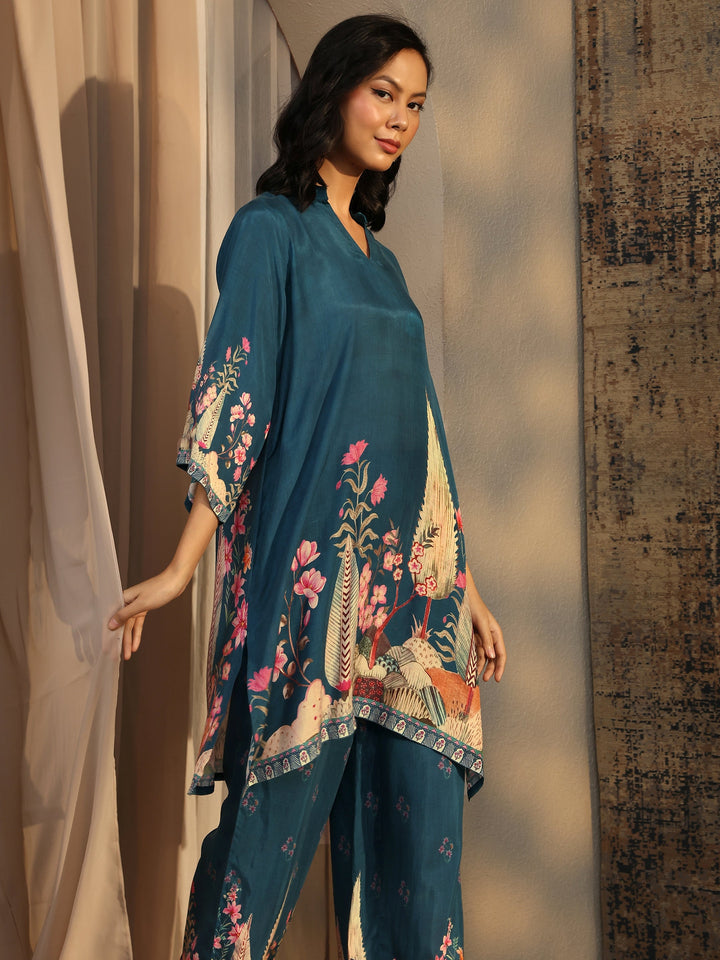 Teal Printed Muslin Co-Ord Set