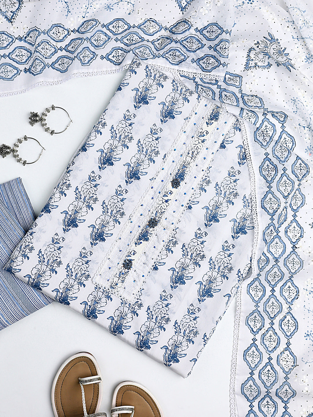 cotton dress material with dupatta Hand BlockPrint Cotton Dress Material with Lehariya Kota Dupatta RKG SHOPPING