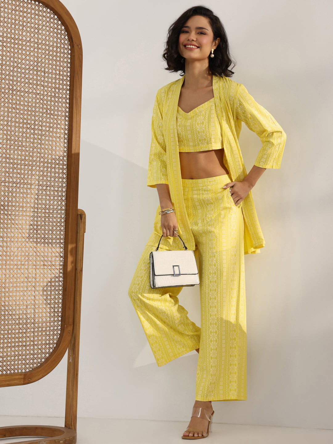 Yellow Printed Rayon Co-Ord Sets