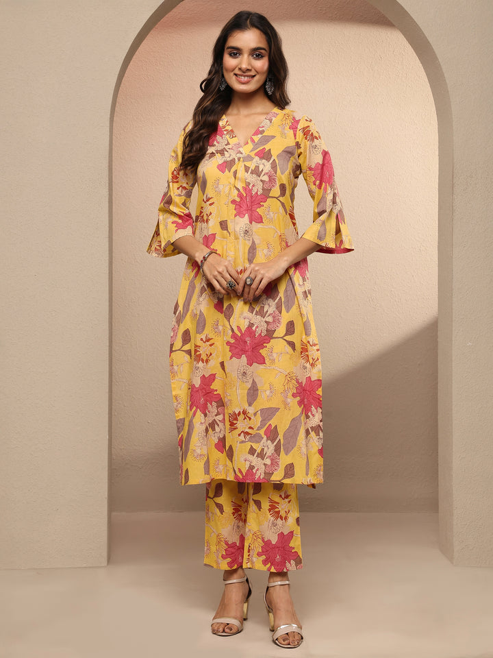 Yellow Printed Silk Blend Co-Ord Set