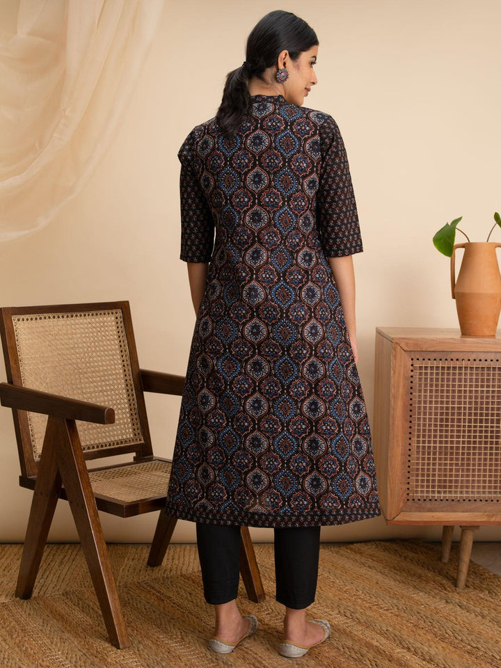Blue Printed Cotton Kurta - ShopLibas