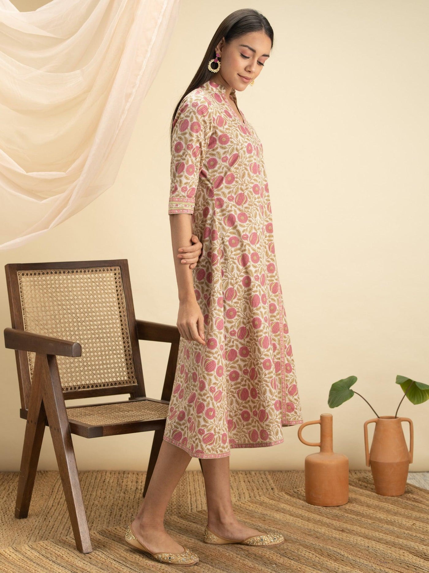 Multicoloured Printed Cotton Dress - ShopLibas
