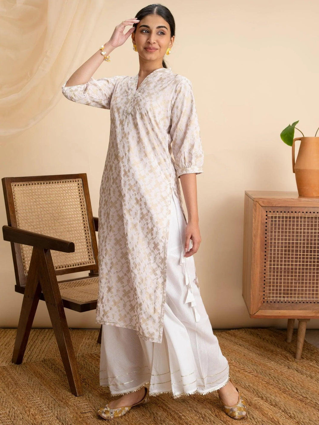 Pink Printed Cotton Kurta - ShopLibas 