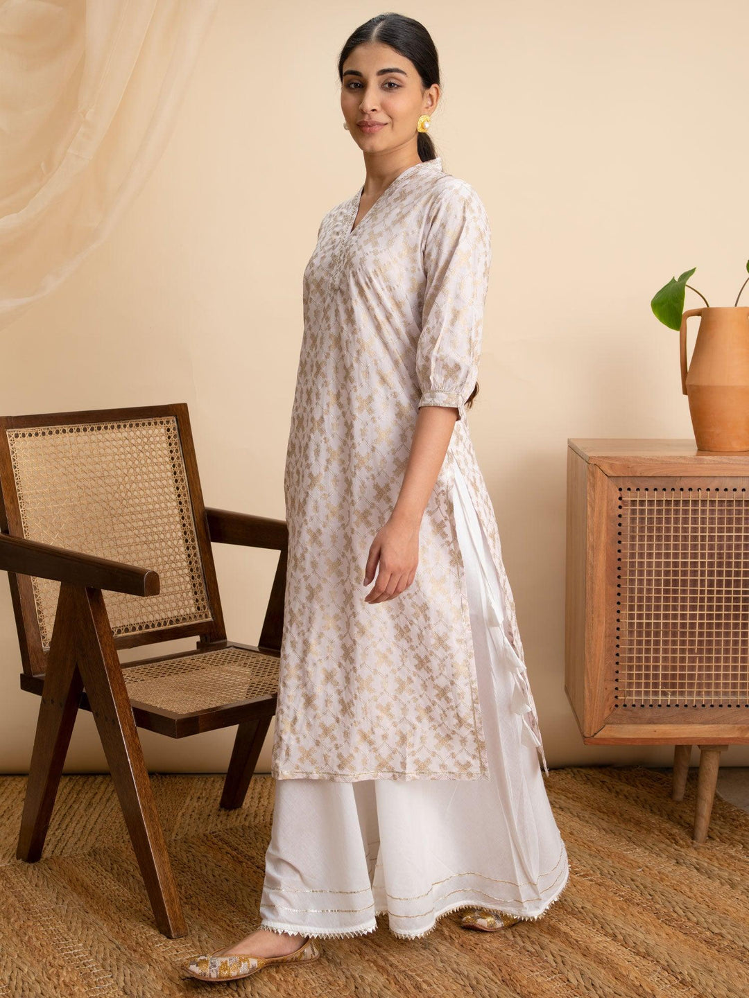 Pink Printed Cotton Kurta - ShopLibas 
