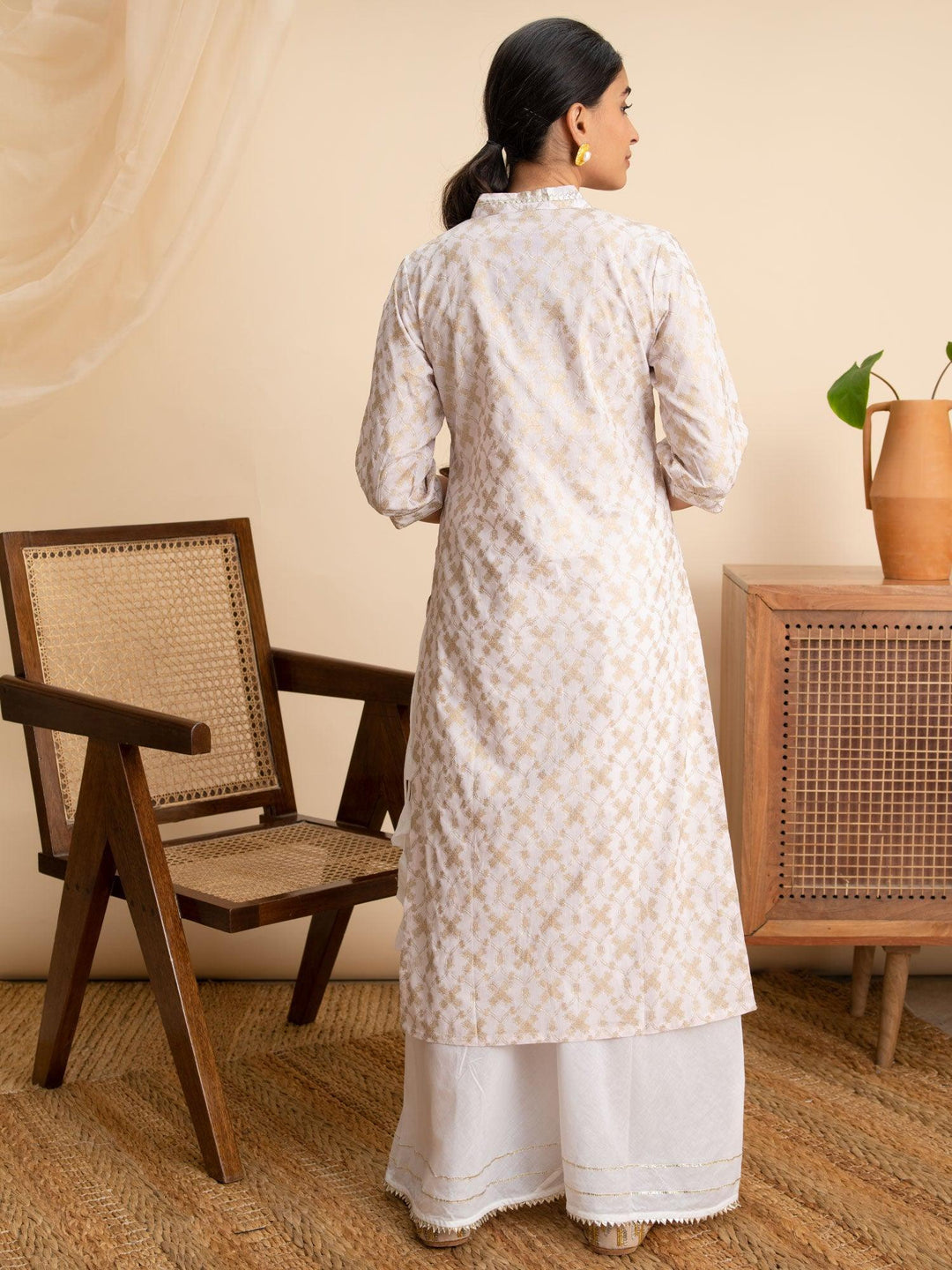 Pink Printed Cotton Kurta - ShopLibas 