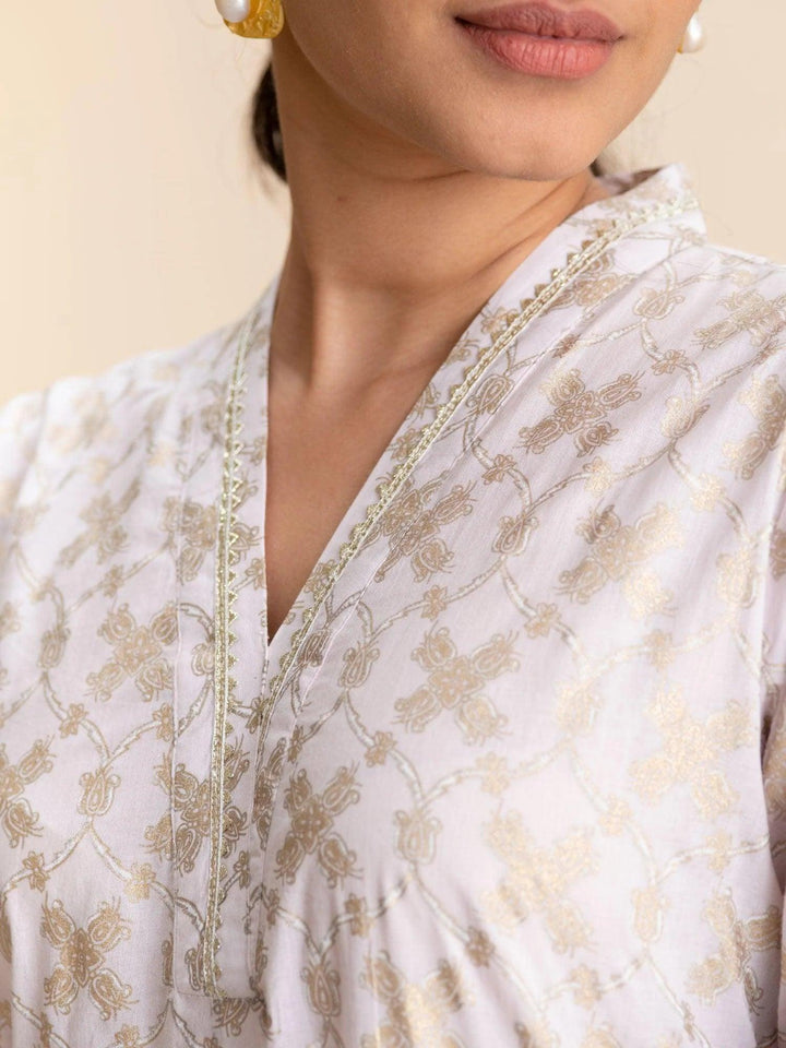 Pink Printed Cotton Kurta