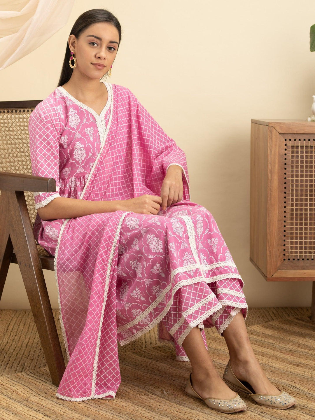 Pink Printed Cotton Suit Set - ShopLibas 